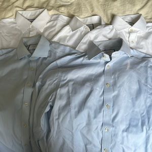 5 Charles Tyrwhitt 16” Non-Iron Dress Shorts (2 Blue and 3 White)